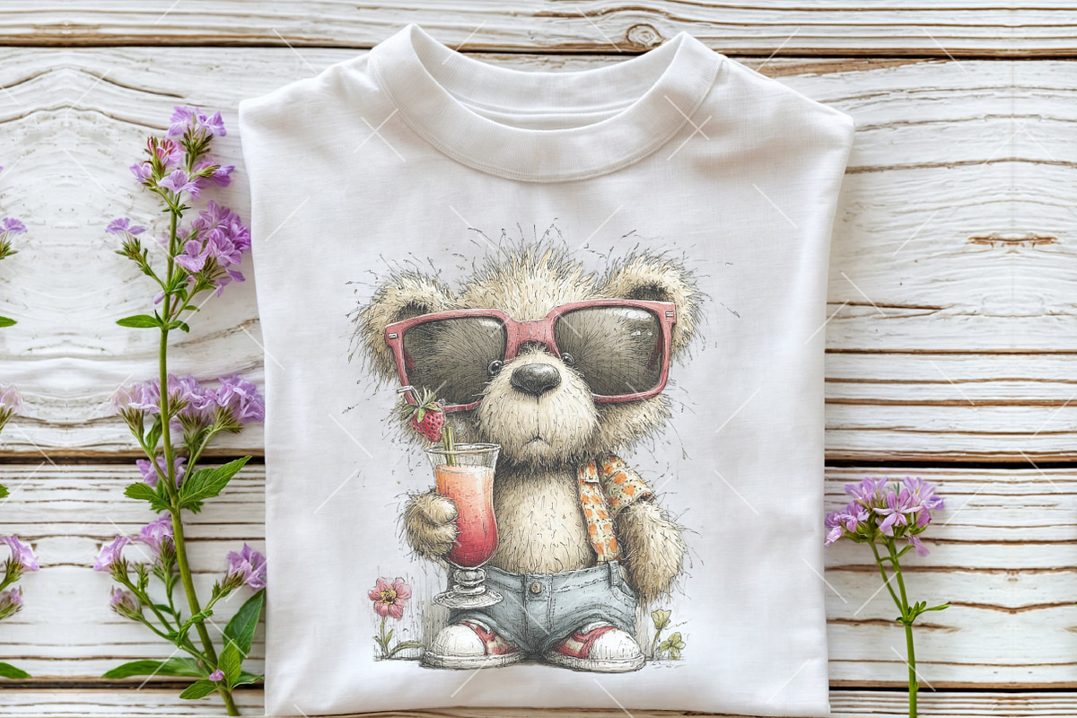 Whimsical Summer Teddy Bear Clipart, an Illustration by OK Design (Photo 6 of 6)