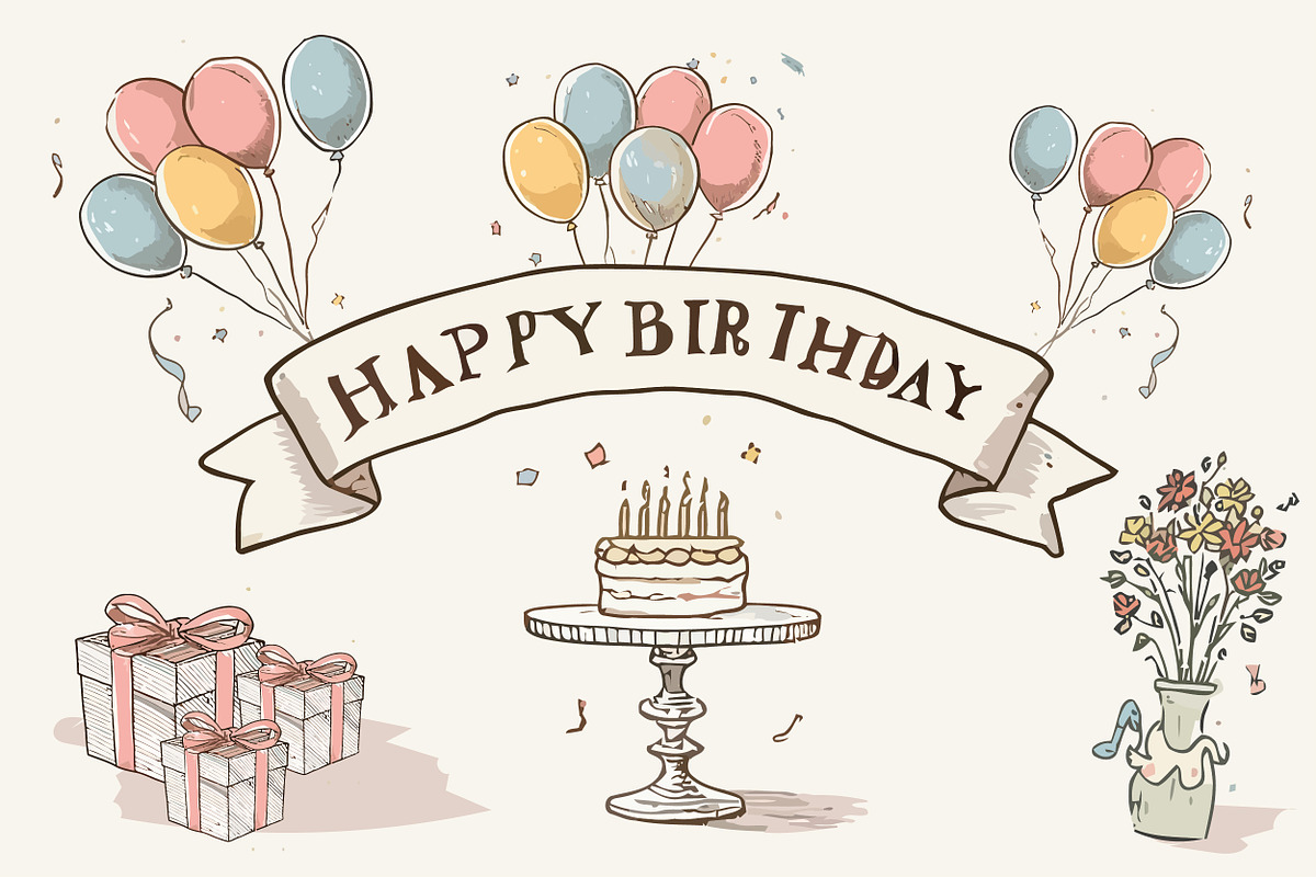 Birthday Cartoonish Style VectorPack, a Decorative Illustration by rix_designs (Photo 2 of 3)