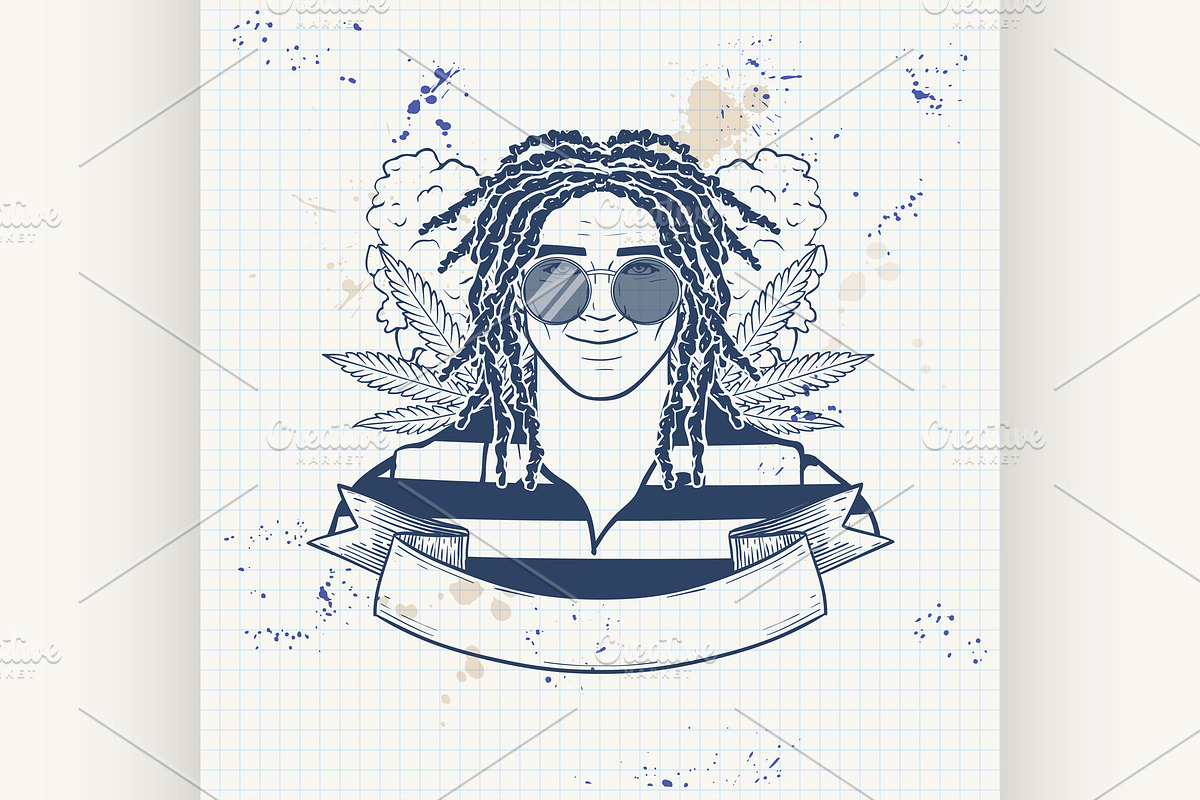 Hand drawn sketch rastaman illustrat, an Illustration by Netkoff