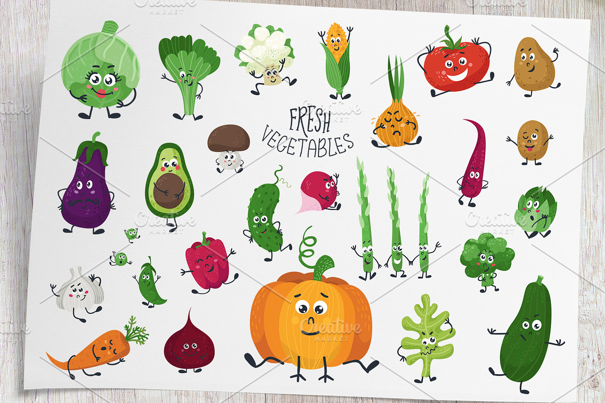 Funny fruits & vegetables, a Graphic by Nafanya (Photo 2 of 9)