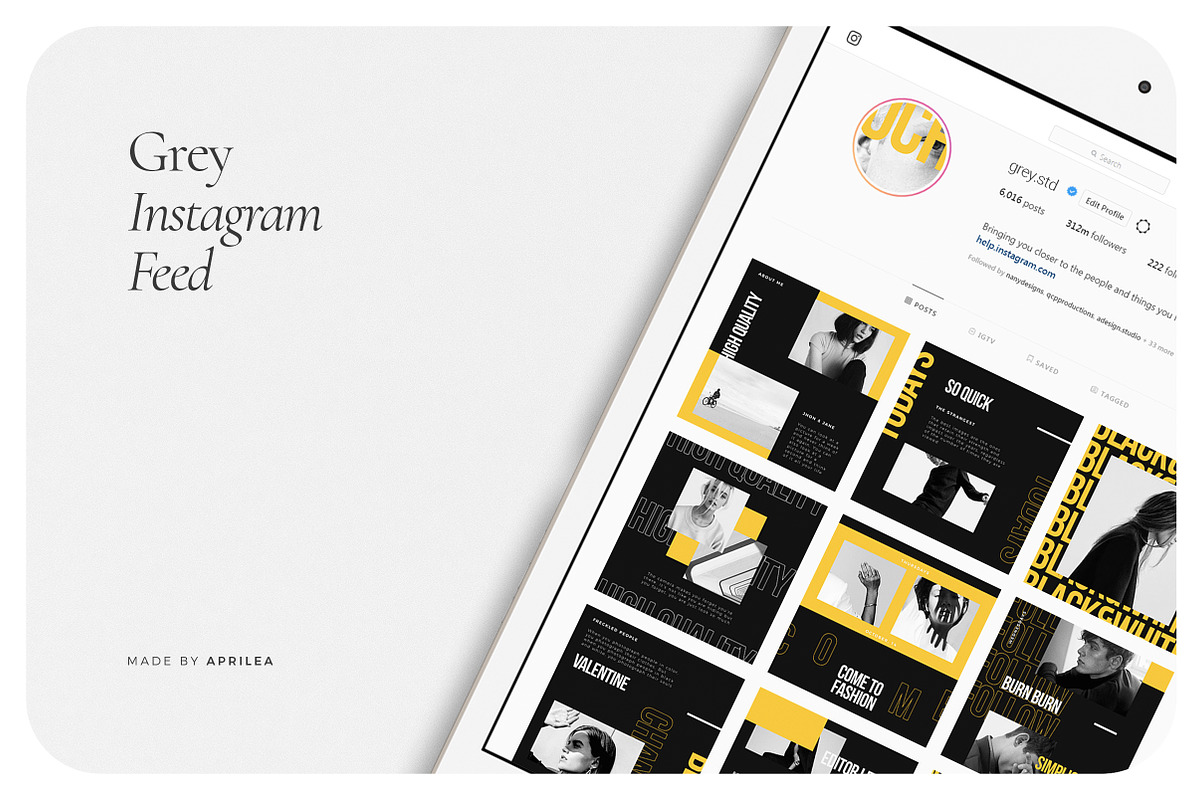 GREY Instagram Feed, a Social Media Template by Aprilea (Photo 6 of 7)