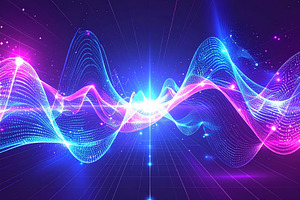 Light waves and geometric shapes in motion background, a Background Photo by DanFLCreativo