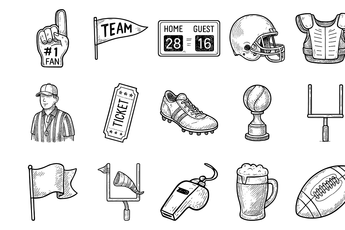 American Football Icons, an Object Graphic by nikagraphic
