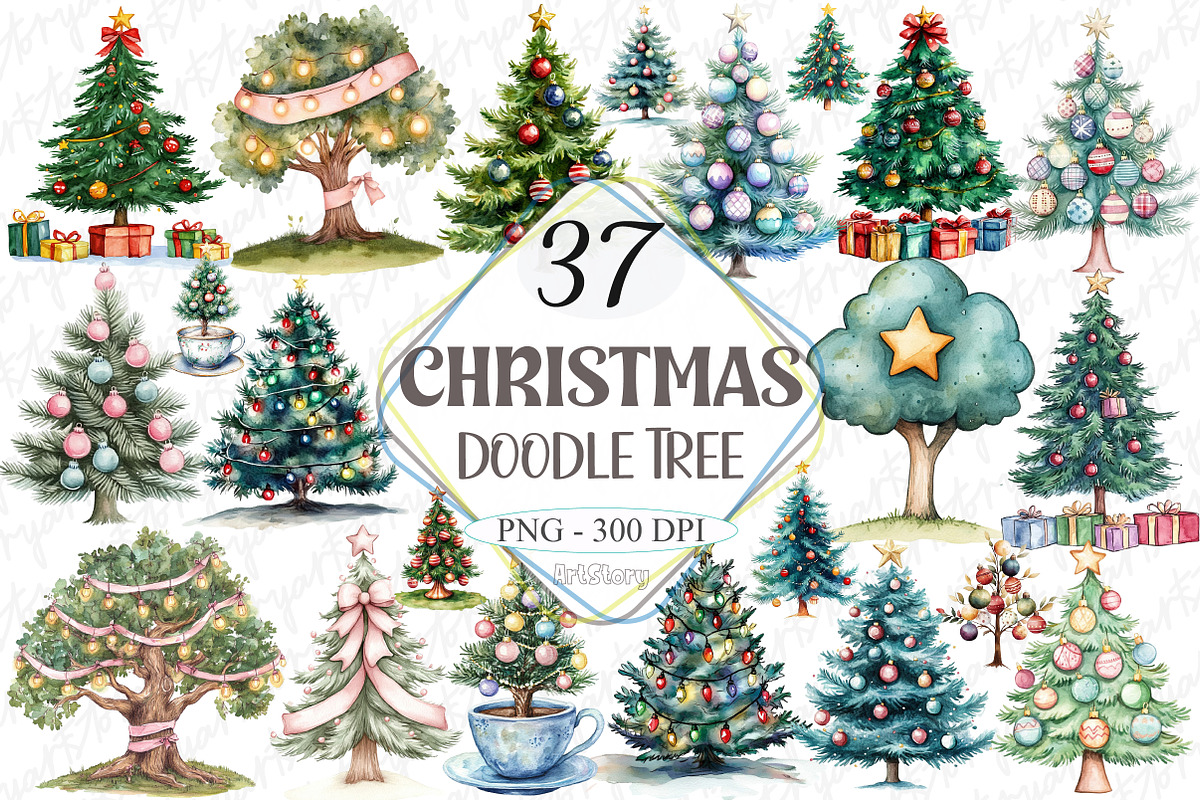 Cute Doodle Christmas Tree Sublimati, a Graphic by designcity5 (Photo 1 of 5)