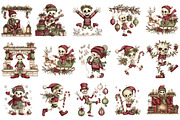 Christmas Funny Skeleton Clipart, an Illustration by designcity5 (Thumbnail 3 of 5)