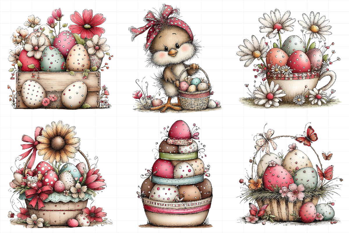 Whimsical Easter Eggs Basket Clipart, an Illustration by Daily.Designs (Photo 3 of 7)
