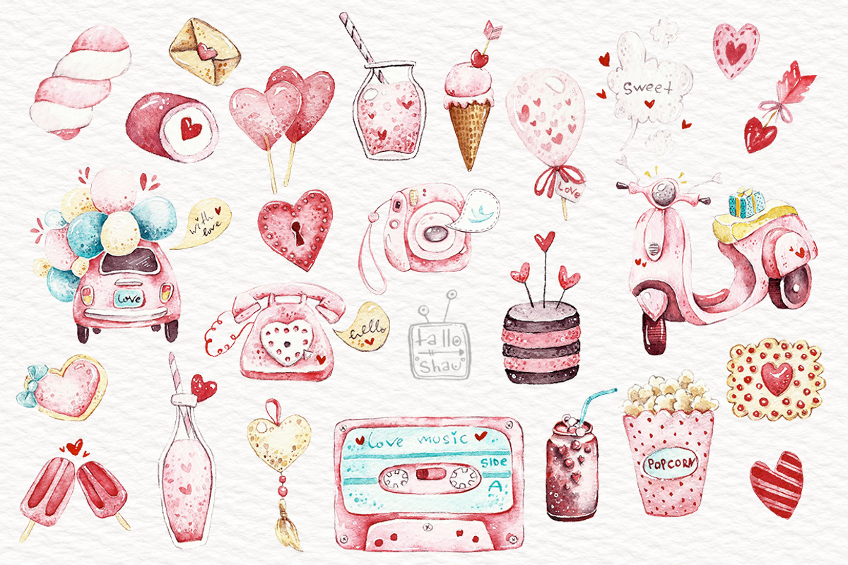 Watercolor Pink Things, a Texture Illustration by talloshau's illustrations (Photo 2 of 5)