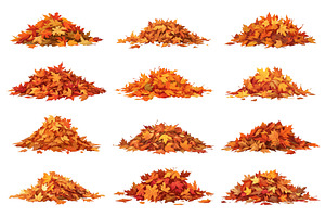 Set of cartoon piles of autumn, an Illustration by LadadikArt