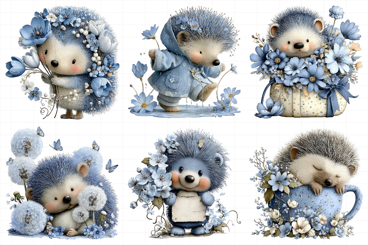 Whimsical Spring Hedgehog Clipart, an Illustration by Daily.Designs (Photo 6 of 8)