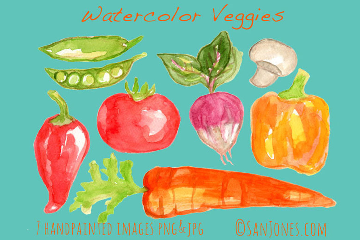 Watercolor Vegetables, an Illustration by Sandra Jones Art (Photo 2 of 2)