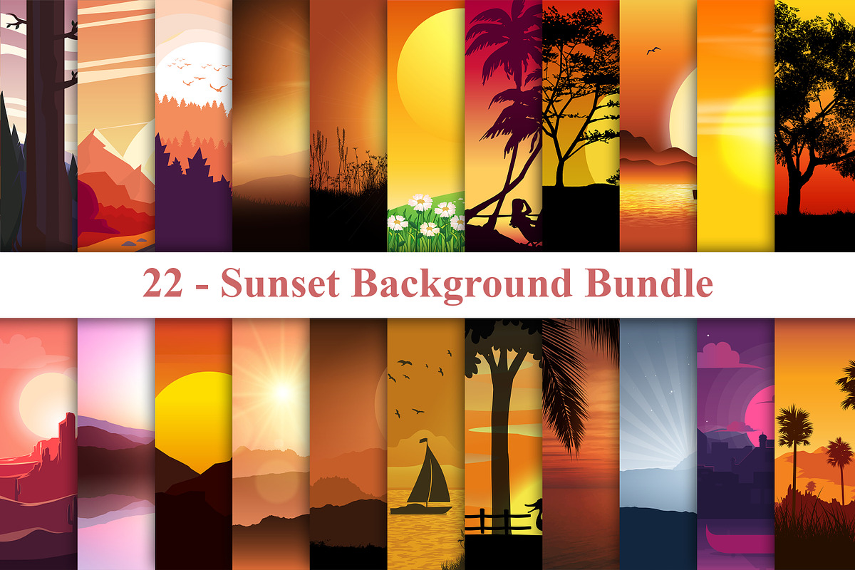 Sunset Background Bundle, a Texture Illustration by Digital Studio (Photo 1 of 3)