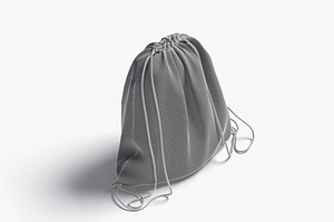 Black Drawstring Backpack 3D Model