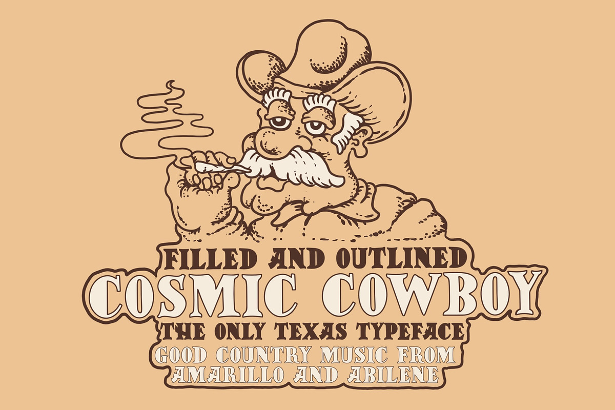 Cosmic Cowboy by TWRUSHING, a Serif Font by TWRUSHING (Photo 1 of 2)