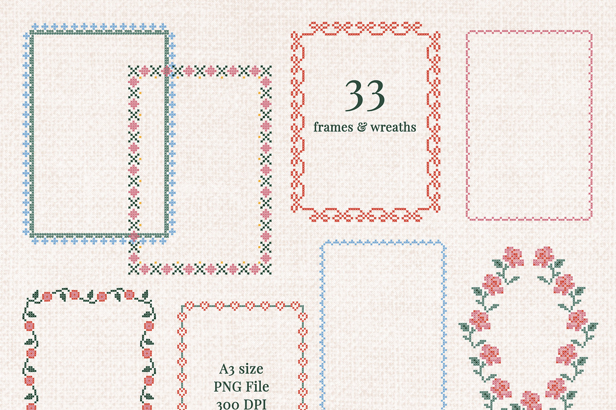 Cross Stitched - Frames & Letters, a Decorative Illustration by Essentially Nomadic (Photo 8 of 11)
