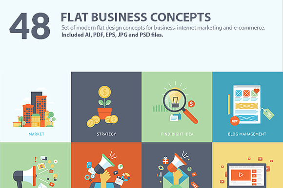 Set Of Flat Design Business Concepts