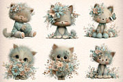 Whimsical Spring Cats Clipart, an Illustration by Digital Artistic99 (Thumbnail 2 of 9)