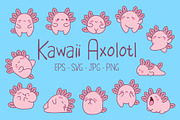 Kawaii Axolotl Set Illustrations, an Animal Illustration by ArtVarStudio (Thumbnail 1 of 5)
