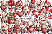 Watercolor Valentine Day Clipart, an Illustration by Canvas Craft (Thumbnail 1 of 6)