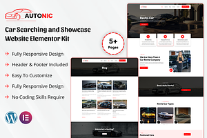 Autonic Car Searching Elementor Kit, a WordPress Template by Techeshta Solutions