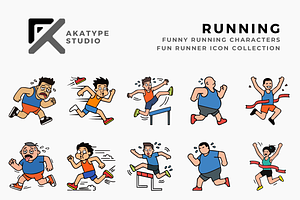Funny Running Characters Collection, a Solid Icon by Akatype Studio