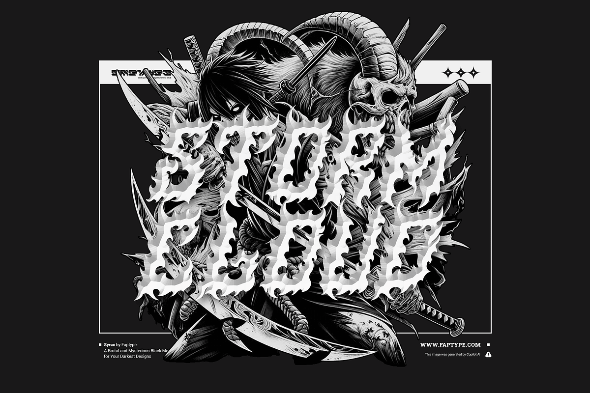 Syrax – Brutal Black Metal Typeface, a Blackletter Font by Ardana Creative (Photo 6 of 9)