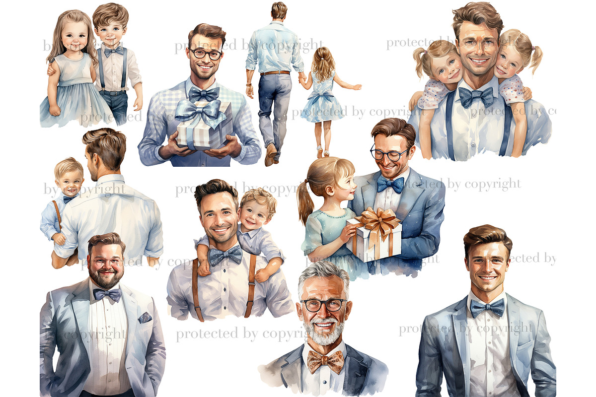 Fathers Day Clipart Collection, a Person Illustration by GlamArtZhanna (Photo 3 of 4)