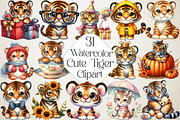 Cute Tiger Cub Clipart Collection, an Illustration by DreamPrint404 (Thumbnail 1 of 4)