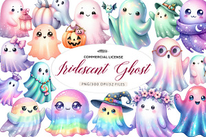 Halloween Pastel Iridescent Ghost, an Illustration by CreationArt