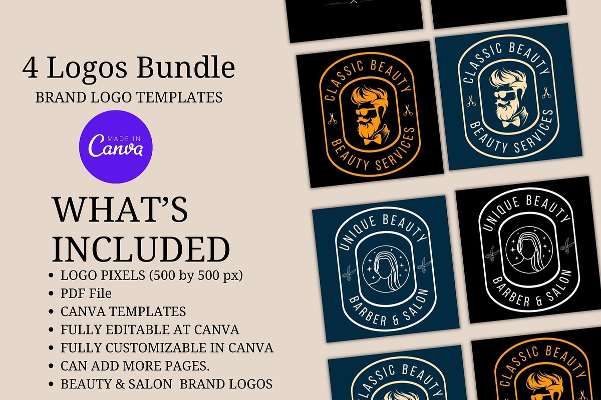 Chic Beauty Logo Templates, a Branding & Logo Template by Mishek Munene (Photo 3 of 8)