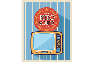tv retro sound style template, an Object Illustration by studiogstock
