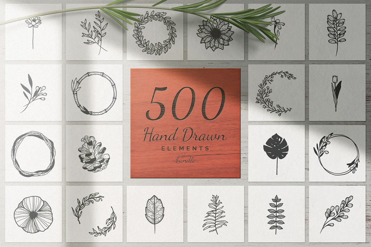 500 Hand Drawn Elements -Bundle II-, an Animal Illustration by Michael Rayback Design (Photo 1 of 5)
