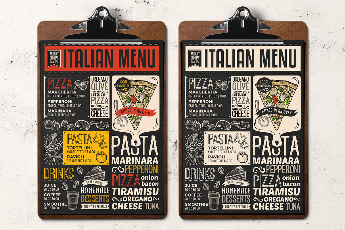 FREE! Trifold + Italian Food Menu, a Brochure Template by BarcelonaShop (Photo 4 of 5)