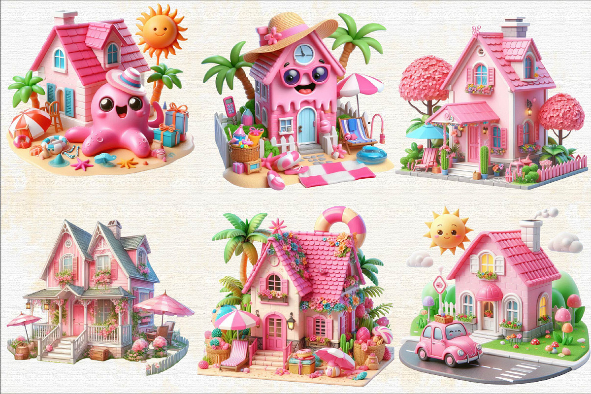 Pink Summer Home Sublimation Clipart, an Illustration by SVGArt (Photo 2 of 8)