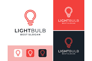 Lightbulb Line Abstract Logo, a Branding & Logo Template by ika trisiana