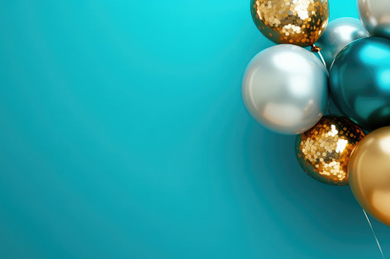Blue, Gold, and Silver Balloons, a Background Photo by Virgo Studio
