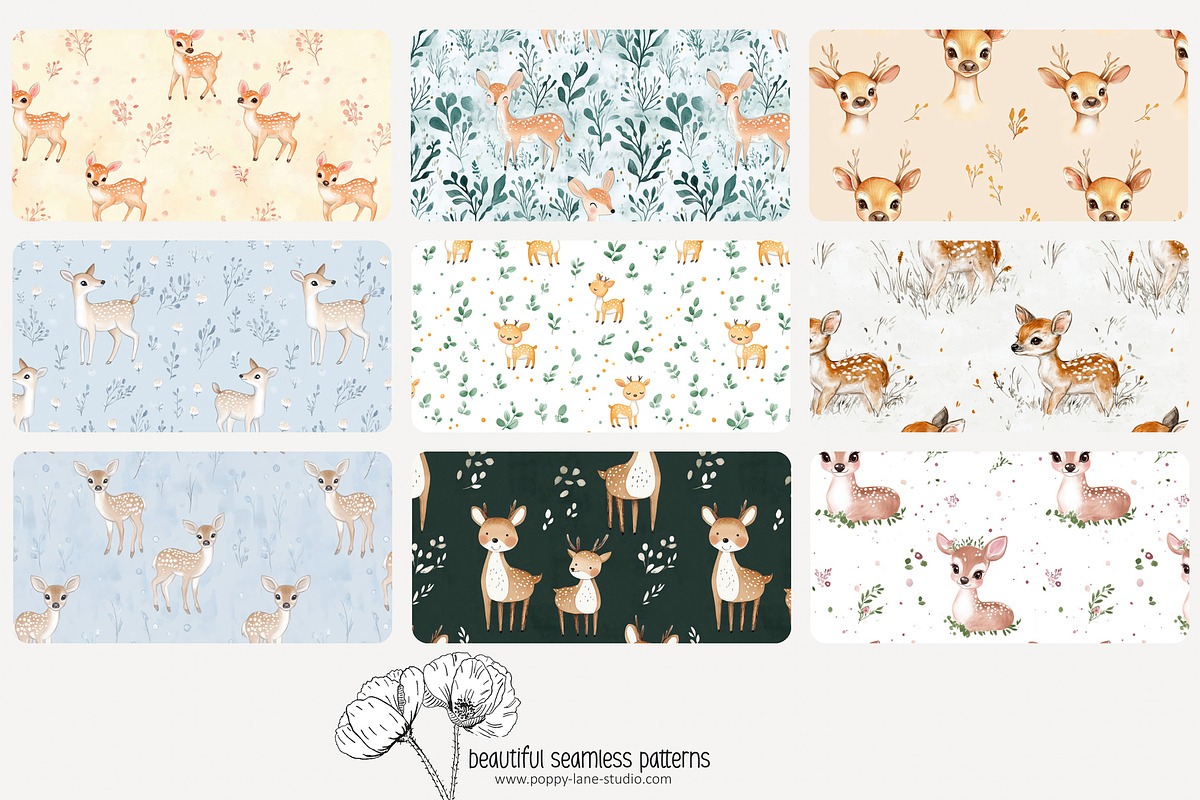 70 (kids) deer seamless pattern, a Pattern Graphic by Poppy Lane Studio (Photo 3 of 10)