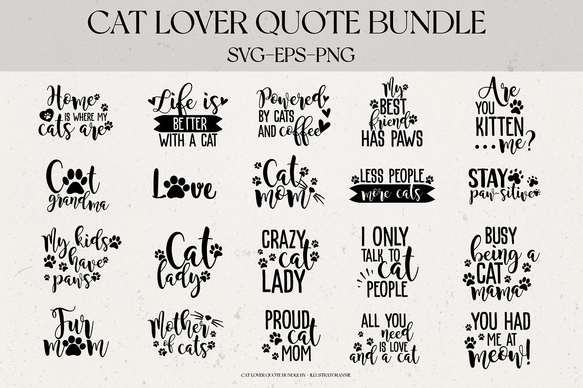 Cat Lover SVG Quote Bundle, an Object Graphic by IllustratorAnnie (Photo 1 of 5)