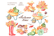 Autumn time watercolor set., a Seasonal Illustration by SabinaWatercolorArt (Thumbnail 3 of 16)