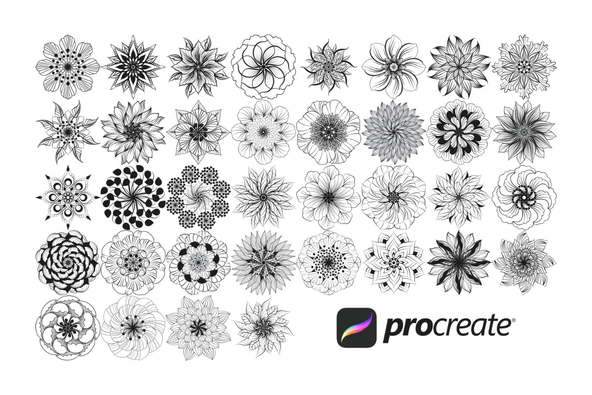Floral Mandala Flower Set 1, a Brush Add-On by Disasterology Ink (Photo 4 of 10)