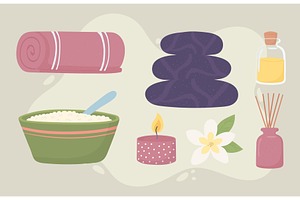 spa icon set treatment, an Object Illustration by studiogstock