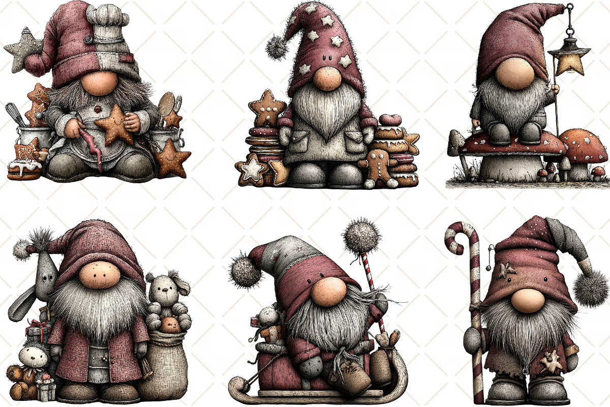 Whimsical Gnome Clipart, an Illustration by Black Bird Studio (Photo 6 of 6)