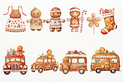 Christmas Gingerbread Watercolor PNG, a Seasonal Illustration by Maysa Art (Thumbnail 3 of 6)