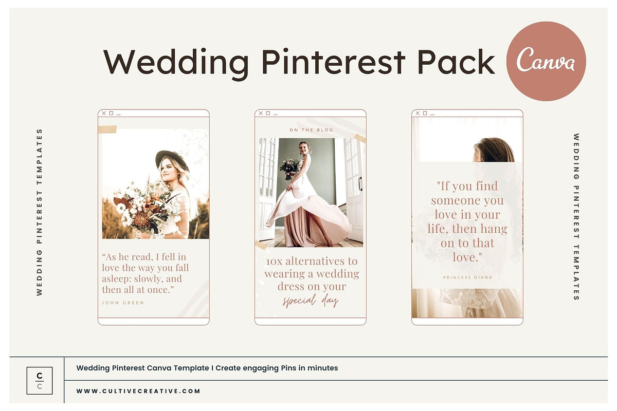 Wedding Pinterest Canva Templates, a Social Media Template by Cultive Creative (Photo 1 of 13)