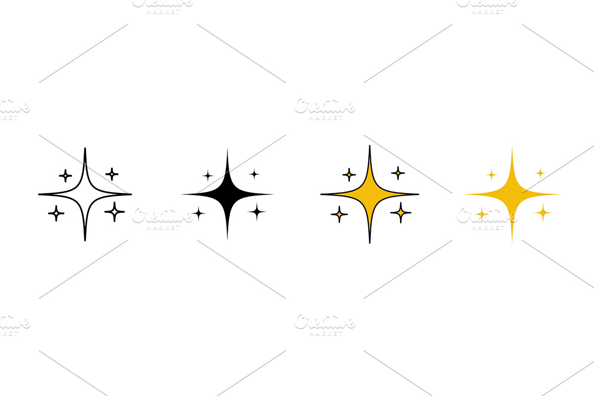 Black and yellow sparkle set. Signs, an Object Illustration by skripnikbb