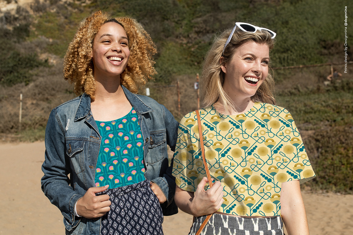 Geometrical Art Deco Floral Patterns, a Pattern Graphic by Designnina Shop (Photo 7 of 9)