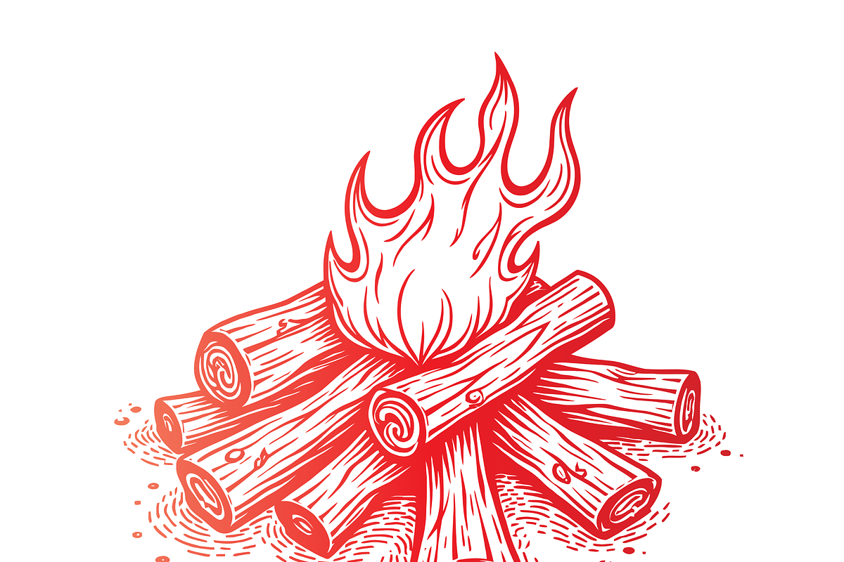 Vintage Campfire Illustration, a Seasonal Illustration by CarWrap design (Photo 1 of 3)