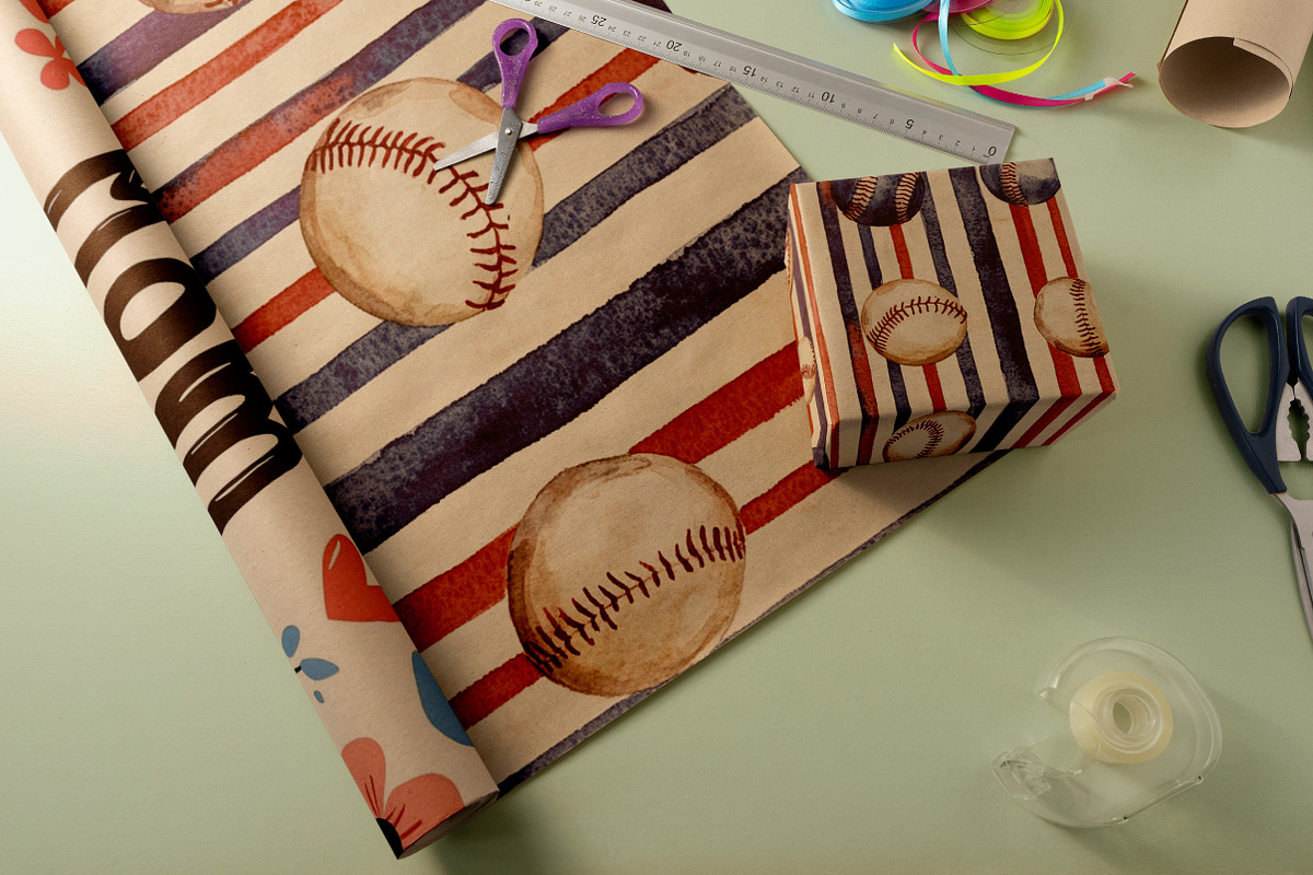 Baseball Digital Paper, an Illustration by SinaCreation (Photo 6 of 9)