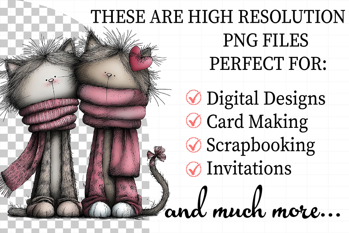 Sweet Valentine Cat Couple Clipart, an Illustration by Daily.Designs (Photo 2 of 8)