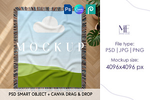 Woven Throw Blanket POD Mockup Canva