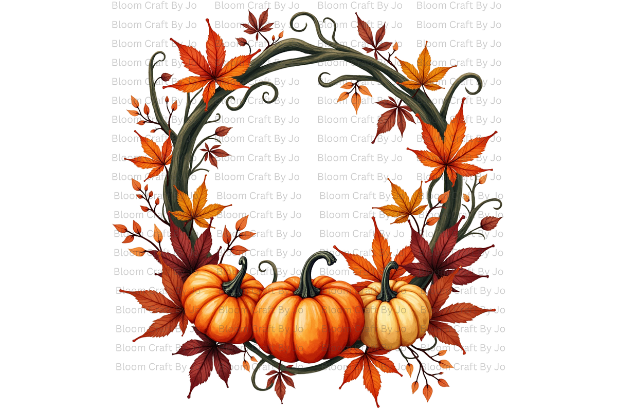 Pumpkin Wreaths and Frames, a Decorative Illustration by Bloom Craft Creations (Photo 7 of 12)
